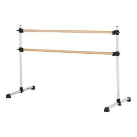 Ballet Barre, 6 Ft Double Beechwood Barre Bar for Home, Freestanding Portable Ballet Stretching Dance Bars