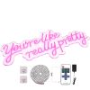 You're Like Really Pretty Neon Sign, 27.5" x 12" Pink LED Neon Signs for Wall Decor, Large Lights Sign with Remote Control and Power Adapter