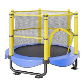 5FT Trampoline for Kids, 60" Indoor Outdoor Trampoline with Safety Enclosure Net, Basketball Hoop and Ocean Balls