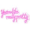 You're Like Really Pretty Neon Sign, 27.5" x 12" Pink LED Neon Signs for Wall Decor, Large Lights Sign with Remote Control and Power Adapter