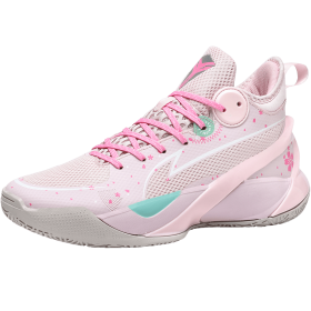 New couple basketball shoes men's sports shoes women's breathable cushioning non-slip wear-resistant gym training sports shoes (Color: Pink, size: 44)