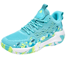 Men's Shoes Basketball Breathable Cushioning Non-Slip Sports Shoes Gym Training Athletic Basketball Sneakers Women (Color: Green, size: 39)