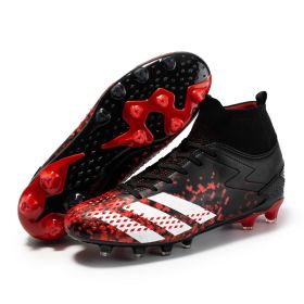 New high top football shoes men's and women's TF broken nails middle school students AG long nails sports training game football shoes (Color: Black (spike), size: 45)