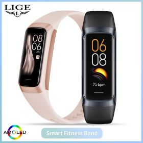 LIGE 2023 New Smart Watch Suitable For Android/IOS Smart Watch Heart Rate Blood Oxygen Blood Pressure Detection IP67 Waterproof Multifunctional S (Color: Pink)