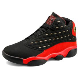JJ tiger Basketball sneakers Sports basketball shoes for couples (36-46 optional) (Color: Black red, size: 43)