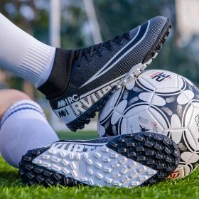 Large size youth adult football shoes long spikes short spikes sports football shoes (Color: Black nail, size: 42)