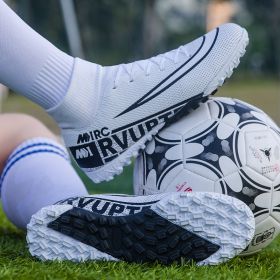 Large size youth adult football shoes long spikes short spikes sports football shoes (Color: White nail, size: 42)