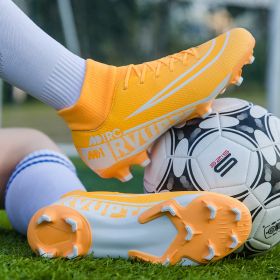 Large size youth adult football shoes long spikes short spikes sports football shoes (Color: Orange spike, size: 45)