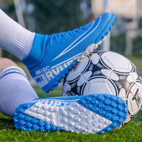 Large size youth adult football shoes long spikes short spikes sports football shoes (Color: Blue nail, size: 42)
