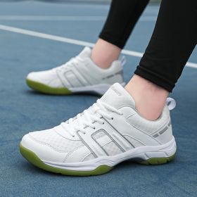 Badminton shoes Men's and women's professional comfortable breathable fashion tennis shoes Badminton shoes competition training sports couple shoes Me (Color: White grey, size: 41)