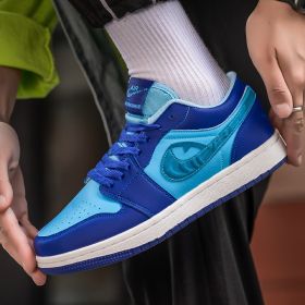New Air Force AJ1 green apple couple shoes men's sports basketball shoes fashion trend match men's and women's casual sports shoes 36-45 (Color: Blue, size: 43)