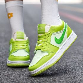 New Air Force AJ1 green apple couple shoes men's sports basketball shoes fashion trend match men's and women's casual sports shoes 36-45 (Color: Green apple, size: 36)