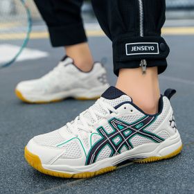 Men's and women's new fashion fashion comfortable badminton shoes anti-slip wear men's sports shoes table tennis shoes (Color: White Blue Moon, size: 39)