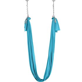 Aerial Silk & Yoga Swing, 11 Yards, Aerial Yoga Hammock Kit with 100gsm Nylon Fabric, Full Rigging Hardware & Easy Set-up Guide (Color: Light Blue, size: 10 x 2.8 m)